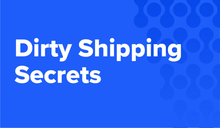Blue background with eHub logo pattern. Contains white writing that says "Dirty Shipping Secrets"