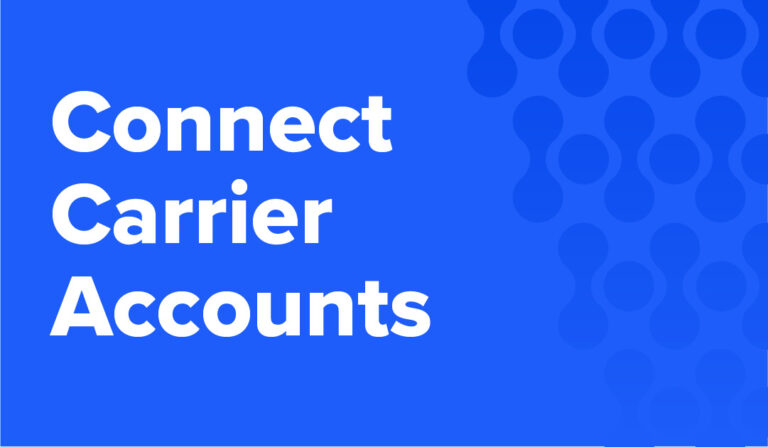 Blue background with eHub logo pattern. Contains white writing that says "Connect Carrier Accounts"